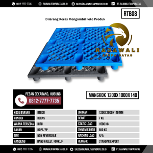 Pallet Plastik Bekas & Baru Ukuran 1200x1000x140 mm - RTB08 - Biru