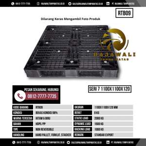Pallet Plastik Bekas & Baru Ukuran 1100x1100x120 mm - RTB09 - Hitam