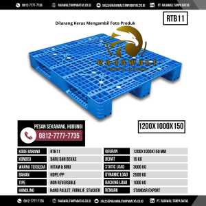 Pallet Plastik Bekas & Baru Ukuran 1200x1000x150 mm - RTB11 - Biru
