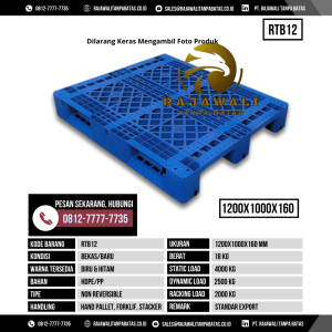 Pallet Plastik Bekas & Baru Ukuran 1200x1000x160 mm - RTB12 - Biru