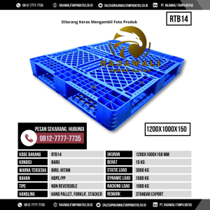 Pallet Plastik Bekas & Baru Ukuran 1200x1000x150 mm - RTB14 - Biru