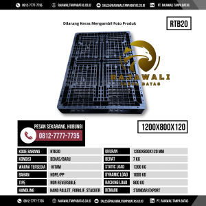 Pallet Plastik Bekas & Baru Ukuran 1200x800x120 mm - RTB20 - Hitam