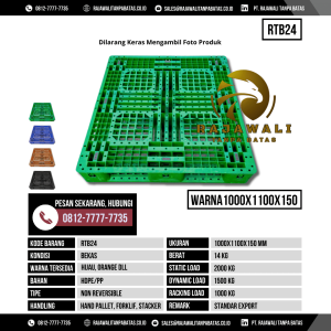 Pallet Plastik Bekas & Baru Ukuran 1000x1100x150 mm - RTB24 - Hijau