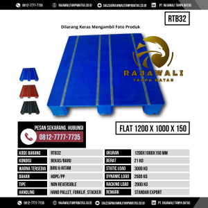 Pallet Plastik Bekas & Baru Ukuran 1200x1000x150 mm - RTB32 - Biru