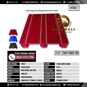 Pallet Plastik Bekas & Baru Ukuran 1200x1000x160 mm - RTB37 - Merah