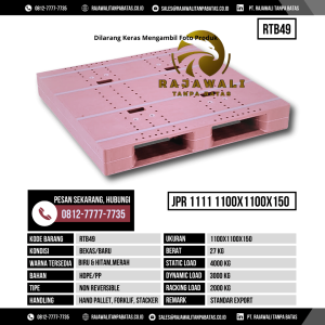 Pallet Plastik Bekas & Baru Ukuran 1100x1100x150 mm - RTB49 - Merah