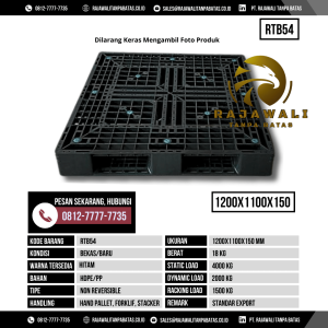 Pallet Plastik Bekas & Baru Ukuran 1200x1100x150 mm - RTB54 - Htam