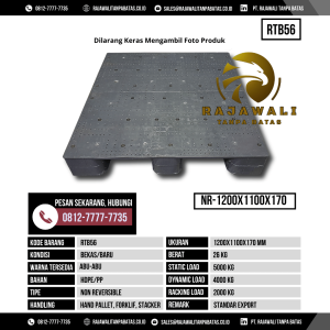 Pallet Plastik Bekas & Baru Ukuran 1200x1100x170 mm - RTB56 - Abu-Abu