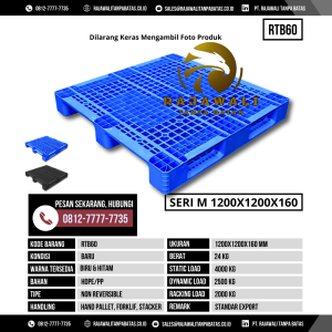 Pallet Plastik Bekas & Baru Ukuran 1200x1200x160 mm - RTB60 - Biru