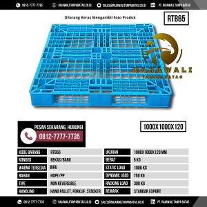 Pallet Plastik Bekas & Baru Ukuran 1000x1000x120 mm - RTB65 - Biru