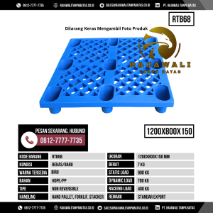 Pallet Plastik Bekas & Baru Ukuran 1200x800x150 mm - RTB68 - Biru