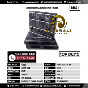 Pallet Plastik Bekas & Baru Ukuran 1200x1000x120 mm - RTB71 - Hitam
