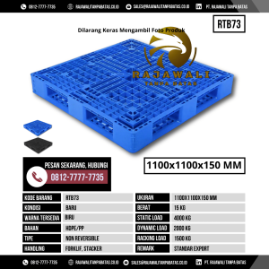 Pallet Plastik Bekas & Baru Ukuran 1100x1100x150 mm - RTB73 - Biru
