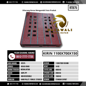 Pallet Plastik Bekas & Baru Ukuran 1100x700x150 mm - RTB75 - Merah