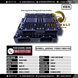 Pallet Plastik Bekas & Baru Ukuran 1100x1100x150 mm - RTB78 - Hitam