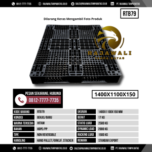 Pallet Plastik Bekas & Baru Ukuran 1400x1100x150 mm - RTB79 - Hitam