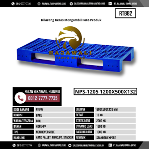 Pallet Plastik Bekas & Baru Ukuran 1200x500x132 mm - RTB82 - Biru