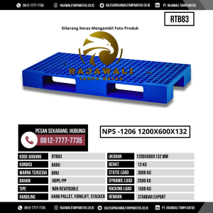 Pallet Plastik Bekas & Baru Ukuran 1200x600x132 mm - RTB83 - Biru