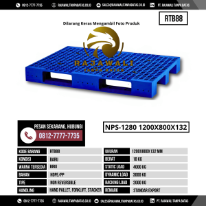 Pallet Plastik Bekas & Baru Ukuran 1200x800x132 mm - RTB88 - Biru