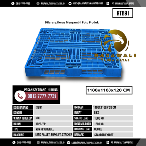 Pallet Plastik Bekas & Baru Ukuran 1100x1100x120 mm - RTB91 - Biru
