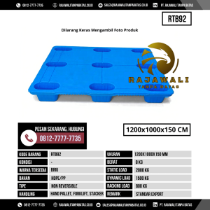 Pallet Plastik Bekas & Baru Ukuran 1200x1000x150 mm - RTB92 - Biru